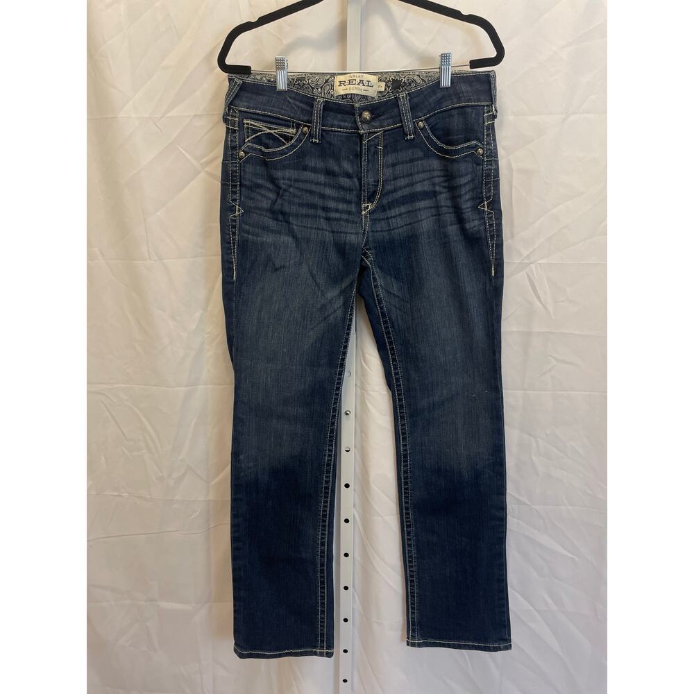 Ariat Real Straight Icon Jeans - Womens Size 31R - Blue